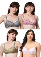 Cotton Blend Printed Padded Bra for Women 