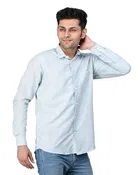 Poly Cotton Full Sleeves Solid Shirt for Men, Green 