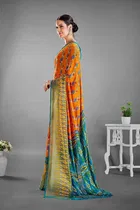 Moss Chiffon Printed Saree for Women 