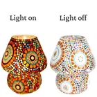 Artisanal Glass & Wood Table Lamp | Decorative Metal & Glass Shade, Stylish Indoor Home Décor 
