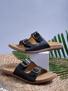 Comfort Black Flat Sandals for Women 