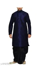 Banarasi Dupion Silk Solid Kurta with Dhoti for Men 