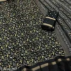 Silk Printed Saree for Women, Black 