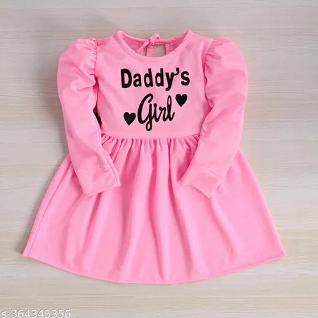 Crepe Frock for Girls (Pink, 6-12 Months)