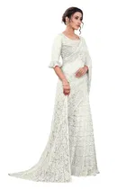 Net Solid Saree for Women 