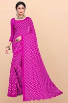 Georgette Polka Printed Saree for Women 