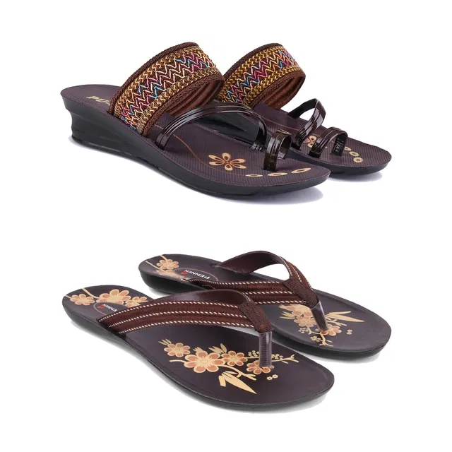Sandals for Women (Brown, 7) (Pack of 2)