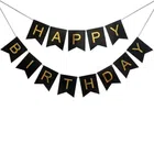 Bzore Happy Birthday Decoration Banner (Black)