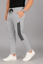 Polyester Blend Skinny Fit Track Pants for Men (Grey, M)