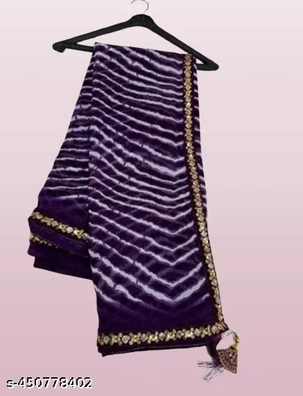 Georgette Printed Saree for Women, Purple (6.3 m)