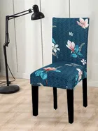Homwatica Blue Leaves Printed Elastic Chair Cover 50X65Cm Pack Of 4
