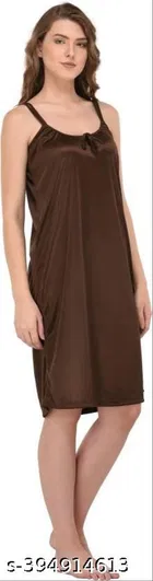 Satin Solid Nightdress for Women, Brown & Dark Pink, Pack of 2 