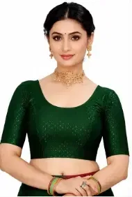 Readymade Stretchable Polyester Blouses for Women ,Green (XL)