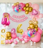 Barbie Theme 4th Birthday Balloon Decoration Kit For Kids, Multicolor, Pack Of 80
