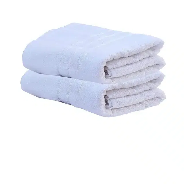 Cotton High Absorbent Antibacterial Bath Towels (Pack of 2) (White, 60x30 inches)