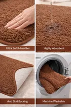 Microfiber Anti Skid Ultra Soft Bathmat and Shaggy Floor Mats [58x38CM] Brown