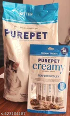 Purepet Adult Fish Flavour, 1 kg +PUREPET Creamy Cat Lickable Treats 