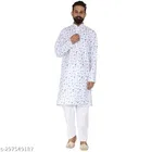 Cotton Printed Kurta with Pyjama for Men 