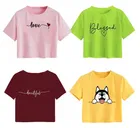 Cotton Printed Crop Tops for Girls (Multicolor, 10-11 Years) (Pack of 4)