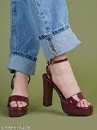 Shoetopia Red Solid Heel Sandals 