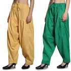 Cotton Solid Salwar for Women (Mustard & Green, Free Size) (Pack of 2)