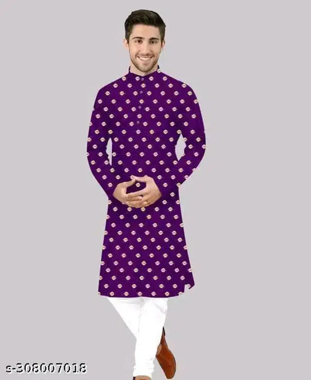 Full Sleeves Kurta for Men (Purple, XL)