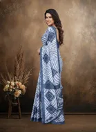 Art Silk Printed Saree for Women, Blue 