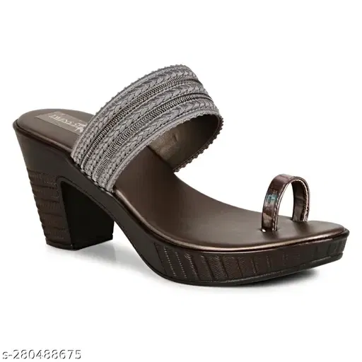 Acknew Heels for Women (Silver & Grey, 5) ACK10036