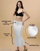 Fishcut Saree Shapewear Petticoat for Women, White 
