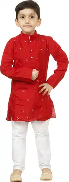 Cotton Embroidery Kurta & Pajama Set for Boys 
