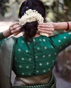 Litchi Silk Stripe Saree for Women, Green 