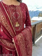 Applique Art Silk Anarkali Kurta Set for Women 