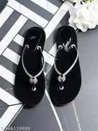 Shoetopia Girls Embellished Thong Flip-flops Black Size 7