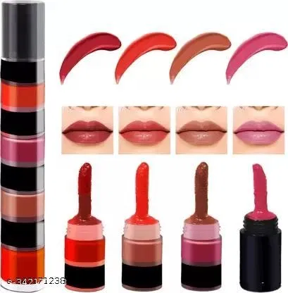 4 in 1 Liquid Lipstick for Women, Multicolor, Pack of 1