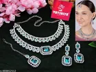 Silver Finish Double Layer Statement Necklace Set for Women 