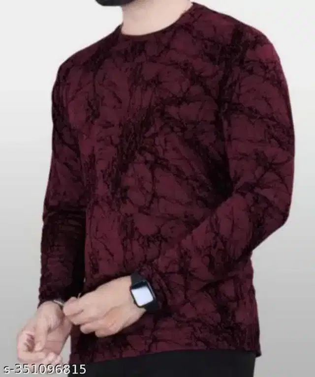 Full Sleeves T-Shirt for Men (Maroon & Black, L)