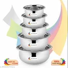 Stainless Steel Cookware Set with Lid (Capacity : 0.5 L, 0.75 L, 1 L, 1.5 L, 2 L) (Silver, Set of 5)