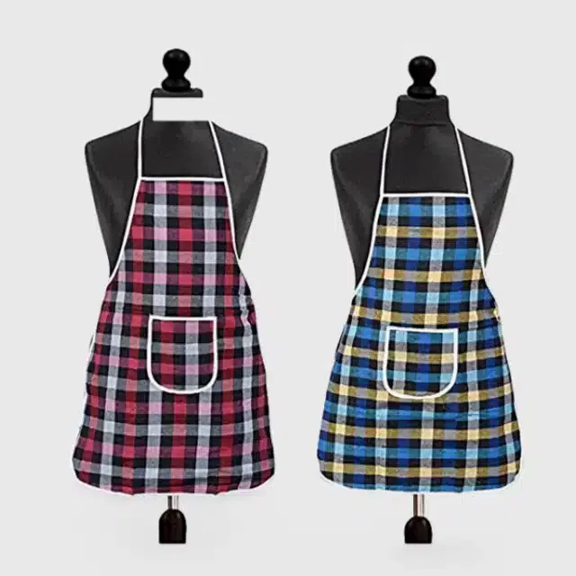 Cotton Kitchen Aprons (Multicolor, Pack of 2)