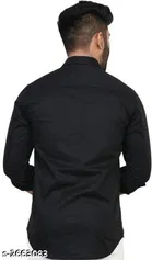 Cotton Blend Solid Shirt for Men, Black 