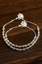 Silver Plated Anklets for Women (Silver, Set of 1)