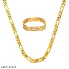 Designer Chain with Bracelet for Men & Boys (Gold, Set of 2)