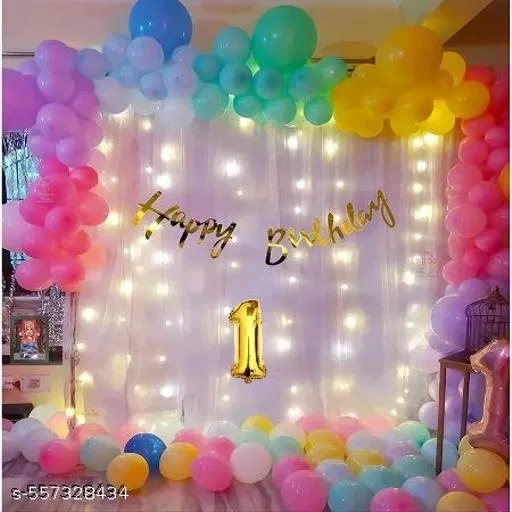 54 Pcs 1st Birthday Decoration kit, Multicolour, Set of 1