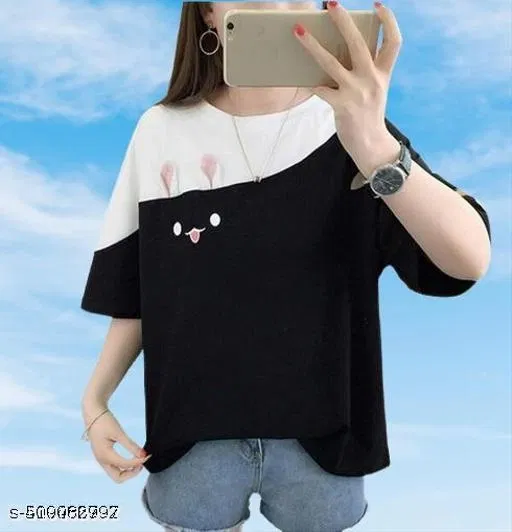 Cotton Blend T-shirt for WoMen, Black (S)