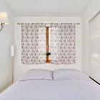 Sheer Floral Branches Printed Red Window Curtain 5ft Combo 