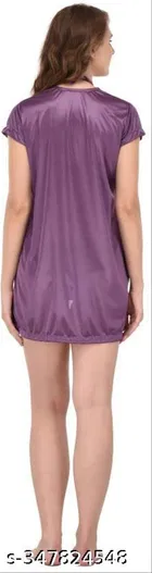 Satin Solid Babydoll for Women, Purple 
