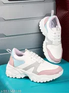 Solid Synthetic Sneakers for Girls 