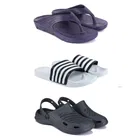 Combo of Clogs with Sliders & Flipflops for Men (Multicolor, 10) (Set of 3)