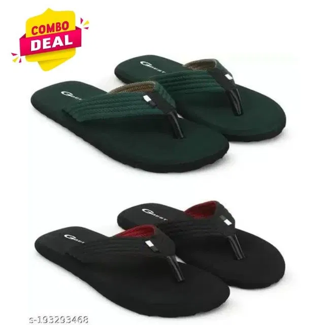 Extra Comfort Slippers for Men (Green & Black, 7) (Pack of 2)