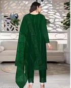Net Solid Kurta Set with Dupatta for Women 