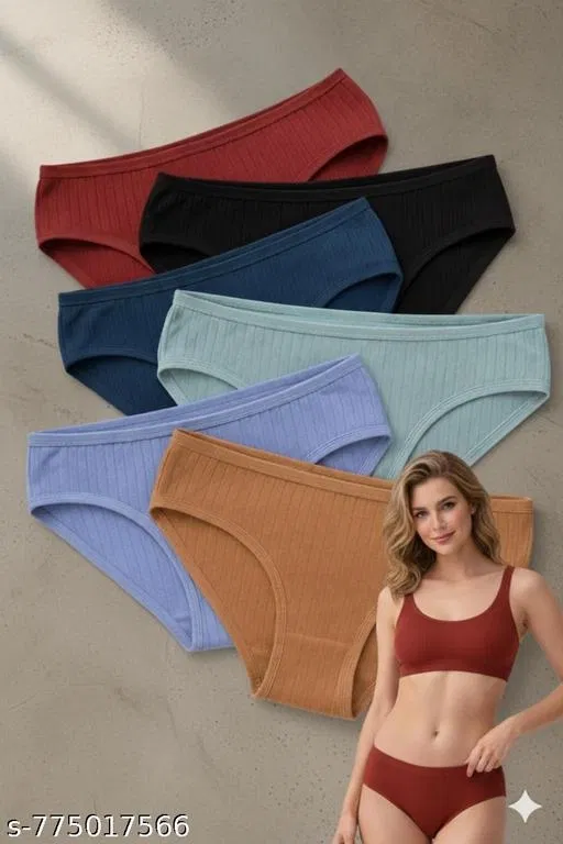 Nylon Briefs for Women, Multicolour, Pack of 6 (2XL)